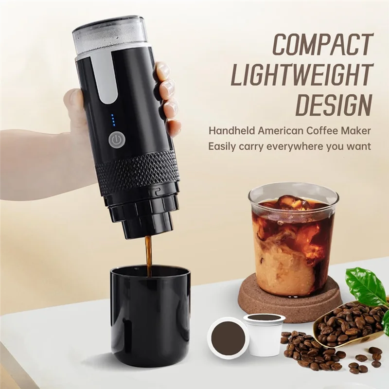 -A96P Portable Espresso Maker, Electric Travel Coffee Machine For Office Travel Camping Fit Coffee Powder & Coffee Capsule