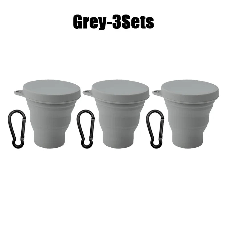 180ml Folding Cup Mini Retractable Cup Silicone Portable Teacup Outdoor Travel Coffee Telescopic Drinking Mug with Lid