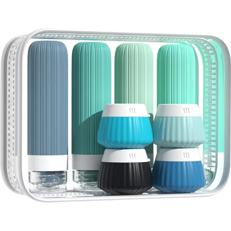 8PCS Travel Toiletry Set Travel-Sized Toiletries Travel Containers Leak-Proof Silicone Squeeze Travel Essentials Cream Jar