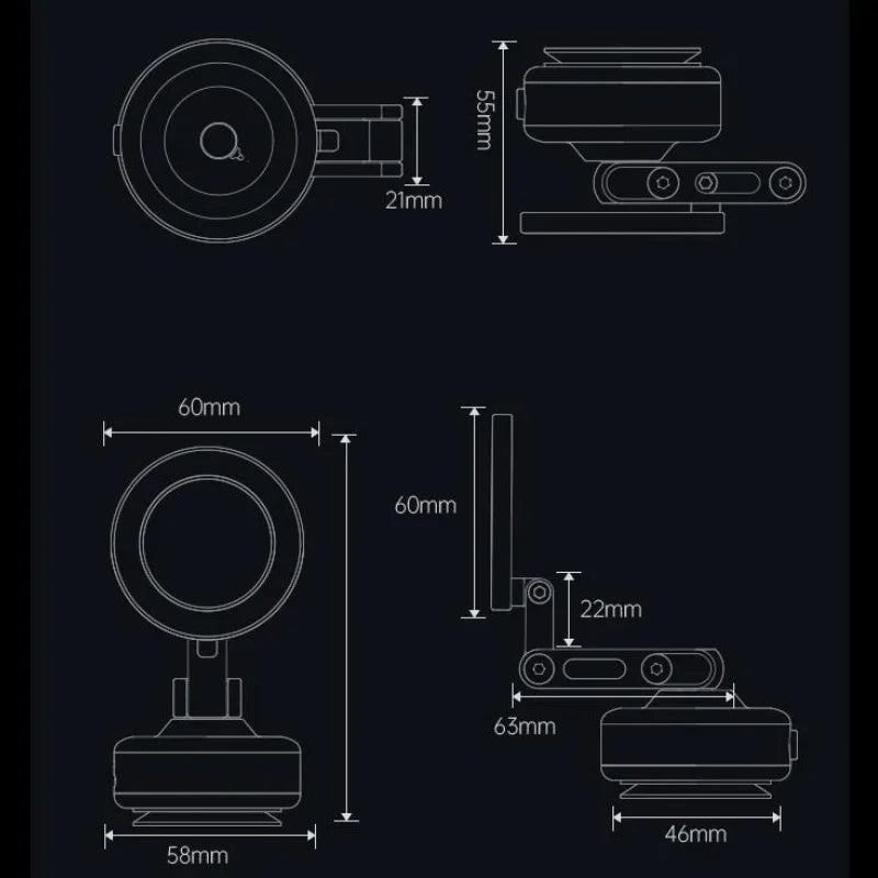 Newest Foldable Car Magnetic Vacuum Adsorption Bracket 360 degree Rotating Mobile Phone Holder Portable Electric Sucker Holder