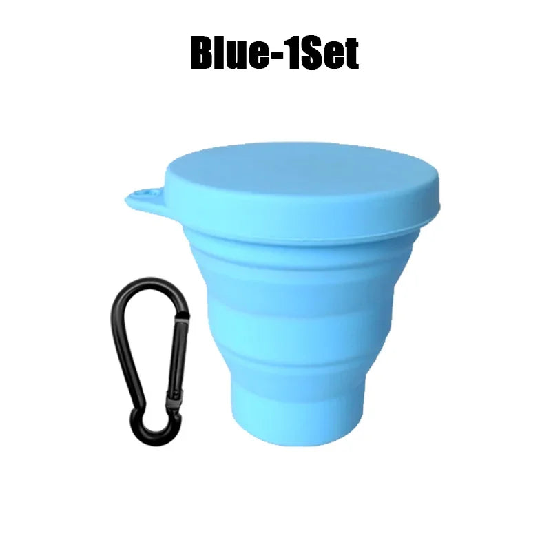 180ml Folding Cup Mini Retractable Cup Silicone Portable Teacup Outdoor Travel Coffee Telescopic Drinking Mug with Lid