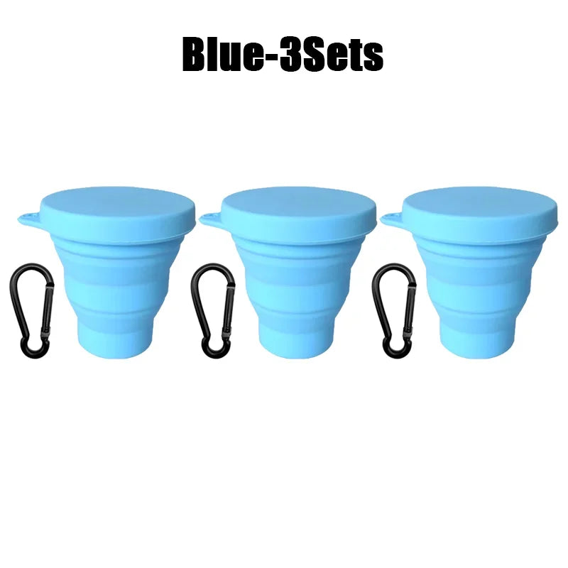 180ml Folding Cup Mini Retractable Cup Silicone Portable Teacup Outdoor Travel Coffee Telescopic Drinking Mug with Lid