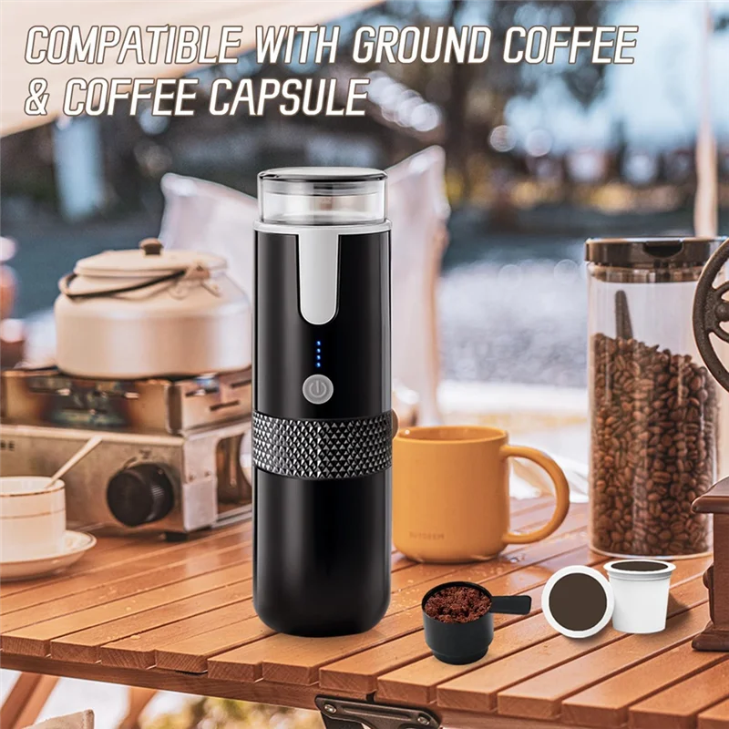 -A96P Portable Espresso Maker, Electric Travel Coffee Machine For Office Travel Camping Fit Coffee Powder & Coffee Capsule