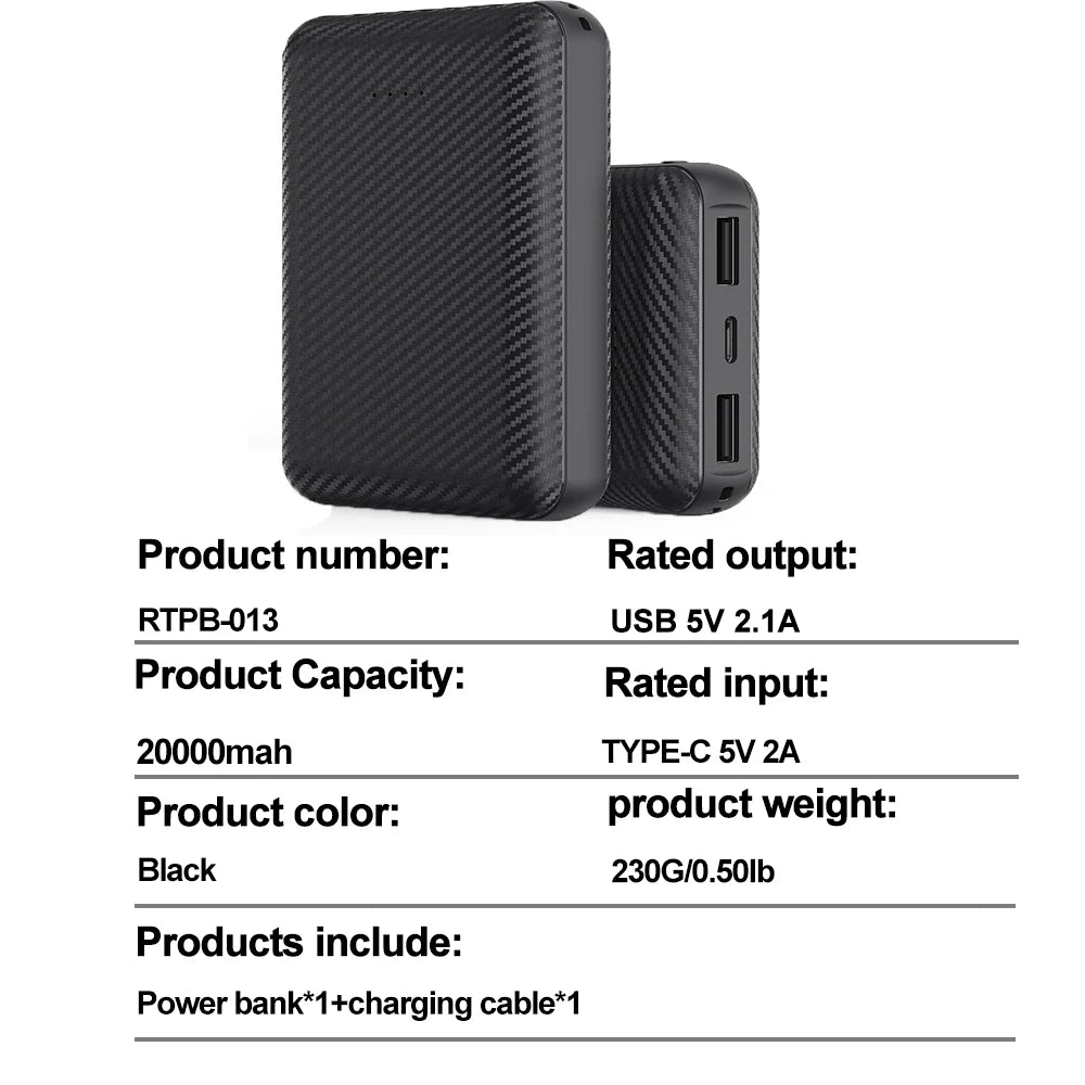 20000mAh Power Bank Vest Jacket Heated Charger External Battery winter Heating Scarf Socks Portable Electric Heating Equipment