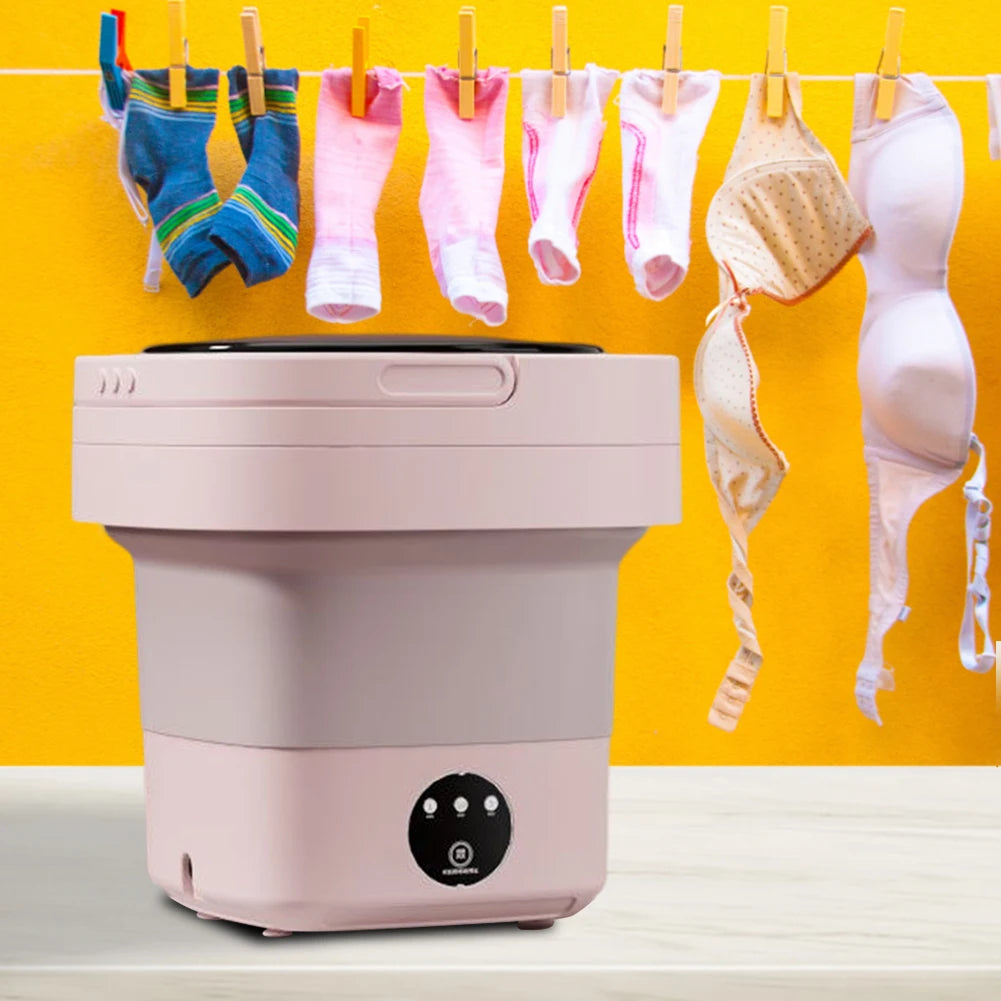 Folding Mini Washing Machine Portable Laundry Washing Bucket Spin Dryer Bucket Travel Home Clothes Underwear Socks Mini Washer