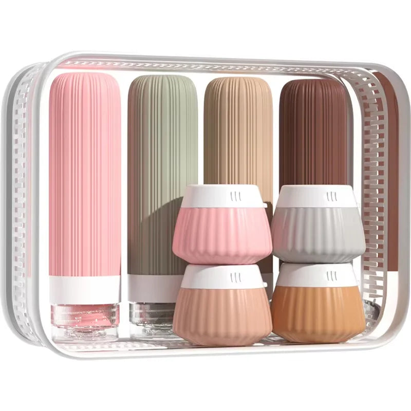8PCS Travel Toiletry Set Travel-Sized Toiletries Travel Containers Leak-Proof Silicone Squeeze Travel Essentials Cream Jar
