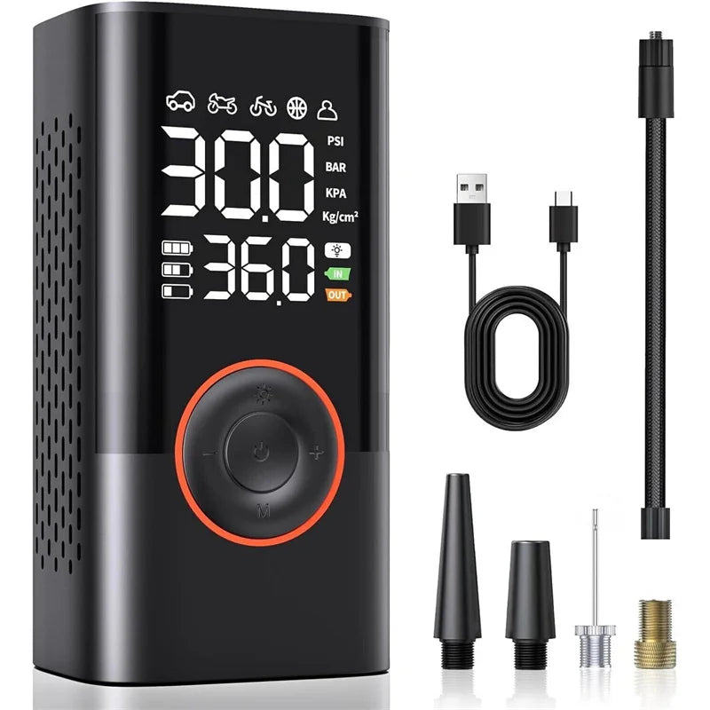 150PSI Smart Air Pump Tire Inflator Portable Air Compressor With Digital Pressure Gauge For Car Bike Motorcycle Ball