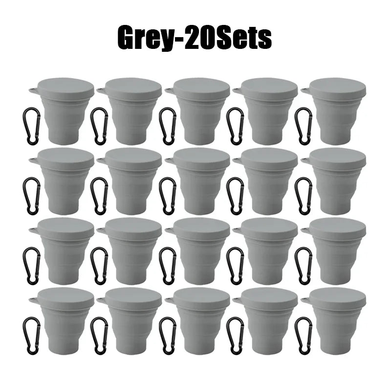 180ml Folding Cup Mini Retractable Cup Silicone Portable Teacup Outdoor Travel Coffee Telescopic Drinking Mug with Lid