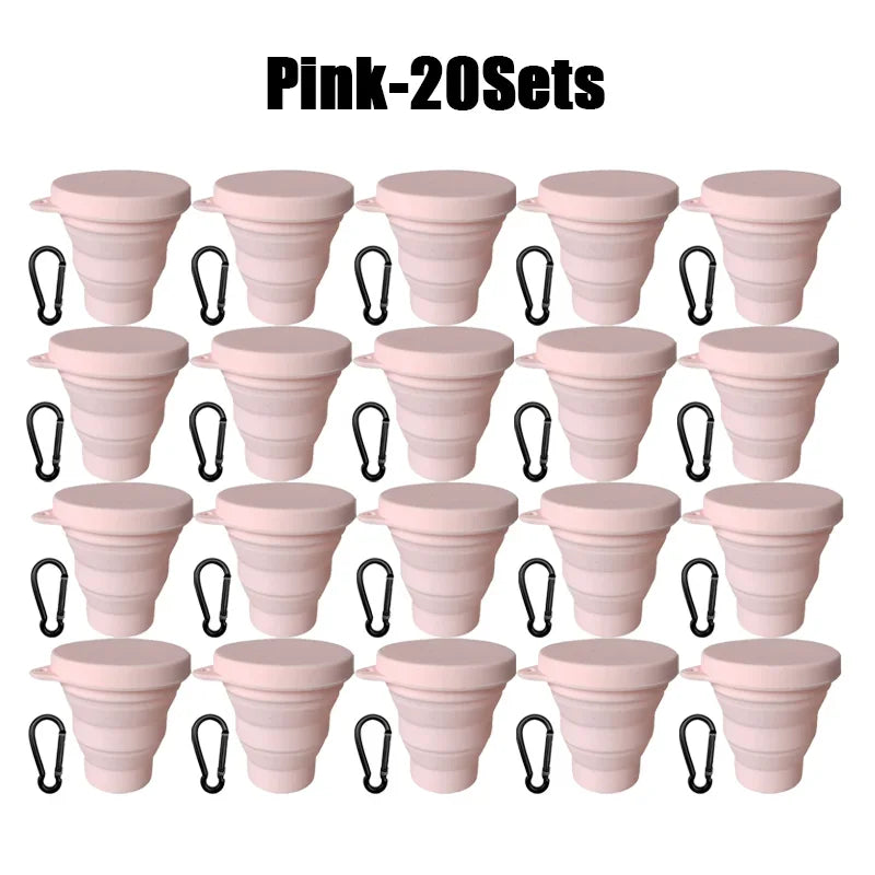 180ml Folding Cup Mini Retractable Cup Silicone Portable Teacup Outdoor Travel Coffee Telescopic Drinking Mug with Lid