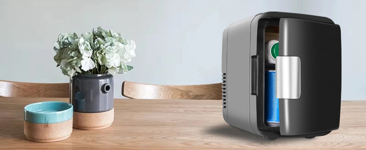 iceBlue Classic Mini Fridge 4L/6Can Dual-use Low Noise Refrigerator Warmer Cooler Makeup Skincare Portable Fridge for Home Car