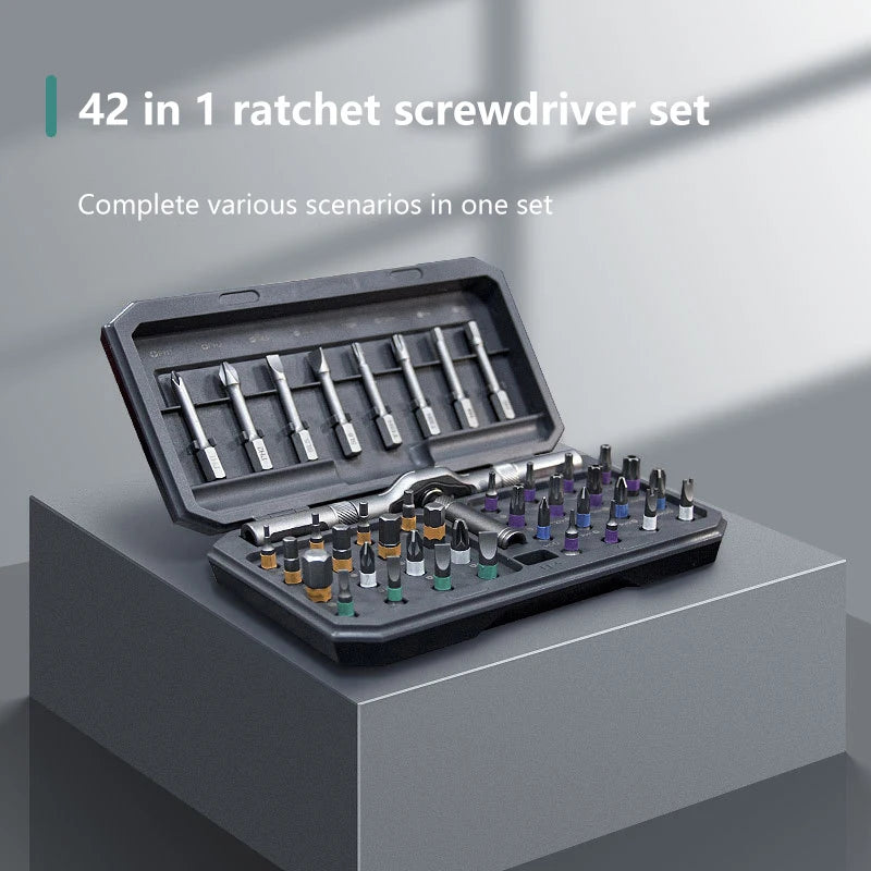 42 In 1 Magnetic Ratchet Screwdriver Set Detachable T-Handle Magneticizer Torque Screwdriver Multifunctional DIY Too