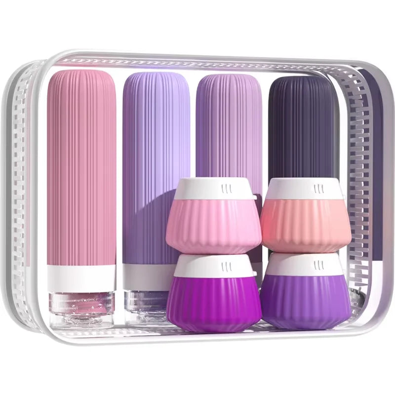 8PCS Travel Toiletry Set Travel-Sized Toiletries Travel Containers Leak-Proof Silicone Squeeze Travel Essentials Cream Jar