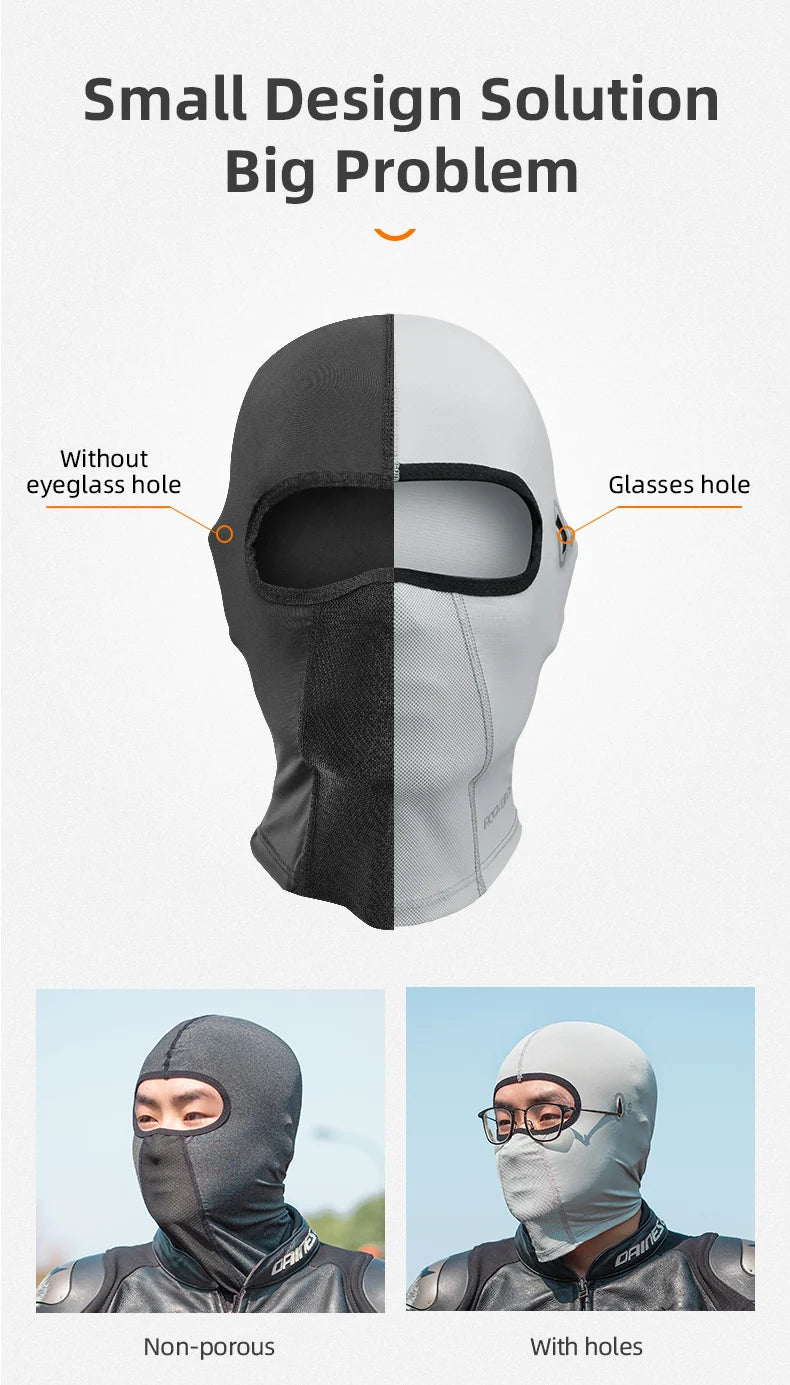 ROCKBROS Bike Mask Full Face Mask Ice Silk Summer Breathable Sun UV Protection Bicycle Scarf Caps Balaclava With Glasses Hole