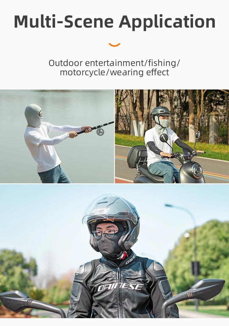 ROCKBROS Bike Mask Full Face Mask Ice Silk Summer Breathable Sun UV Protection Bicycle Scarf Caps Balaclava With Glasses Hole
