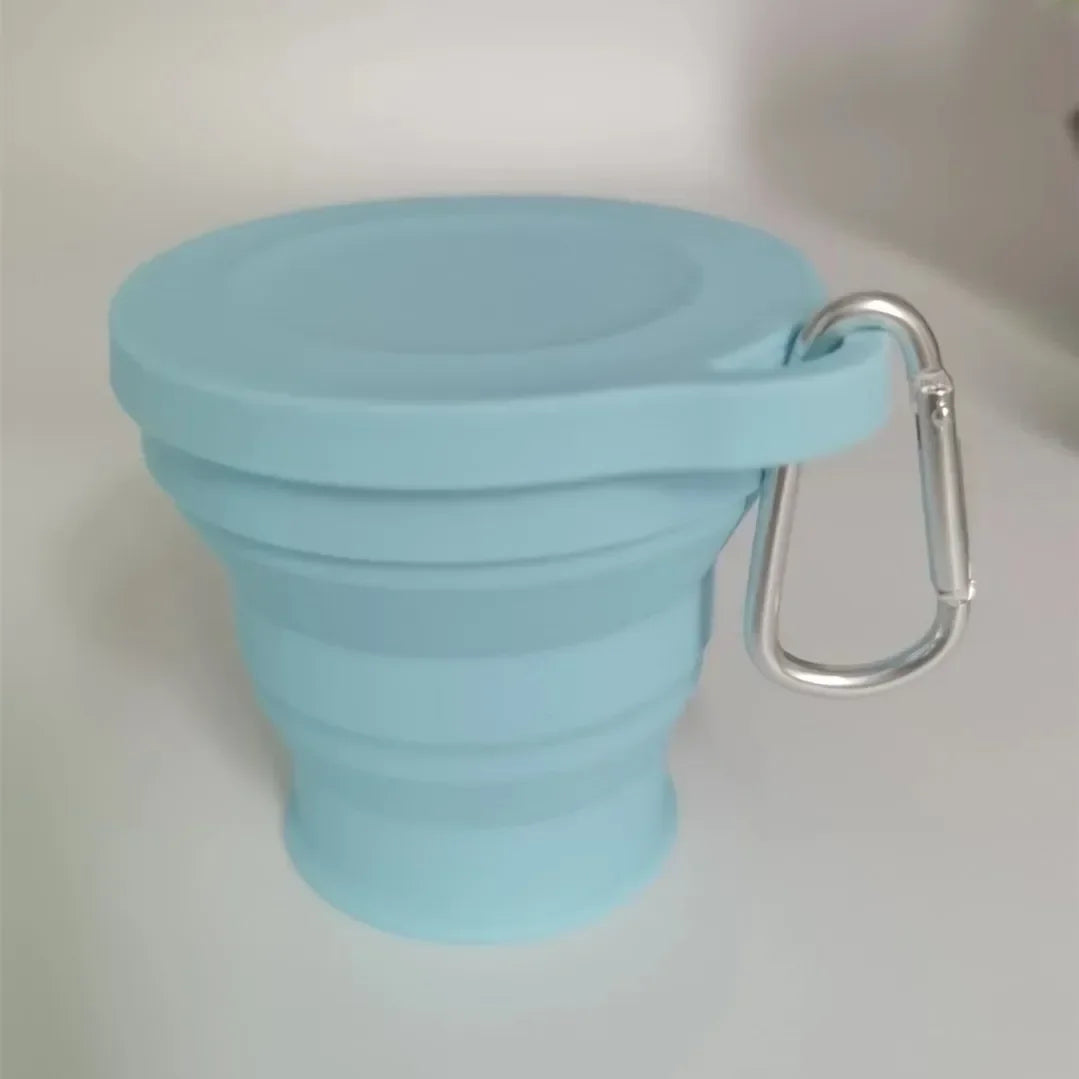 180ml Folding Cup Mini Retractable Cup Silicone Portable Teacup Outdoor Travel Coffee Telescopic Drinking Mug with Lid