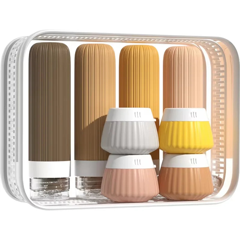 8PCS Travel Toiletry Set  Travel-Sized Toiletries Travel Containers Leak-Proof Silicone Squeeze Travel Essentials Cream Jar