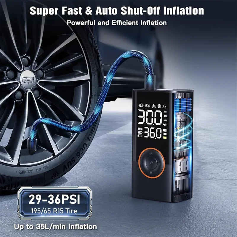 150PSI Smart Air Pump Tire Inflator Portable Air Compressor With Digital Pressure Gauge For Car Bike Motorcycle Ball