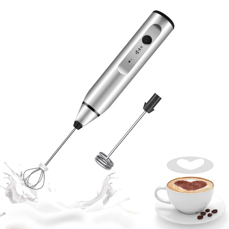 Portable Electric Milk Frothers Wireless Rechargeable Handheld Blender Egg Beater with USB Mini Whisk Mixer for Coffee Cream
