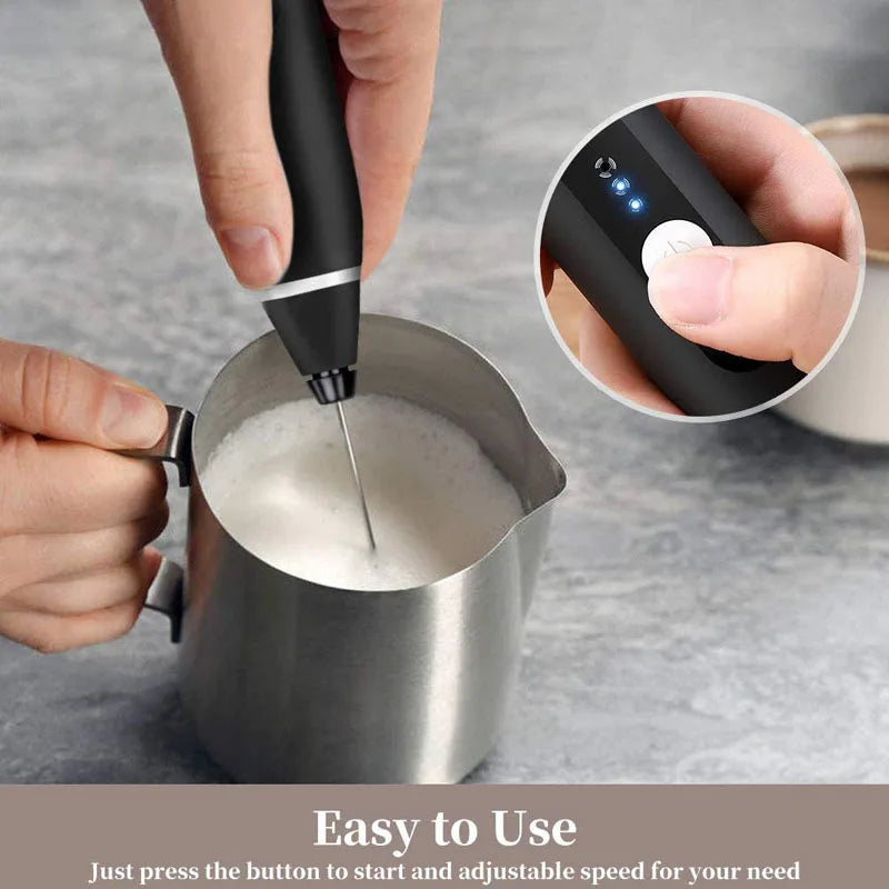 Portable Electric Milk Frothers Wireless Rechargeable Handheld Blender Egg Beater with USB Mini Whisk Mixer for Coffee Cream