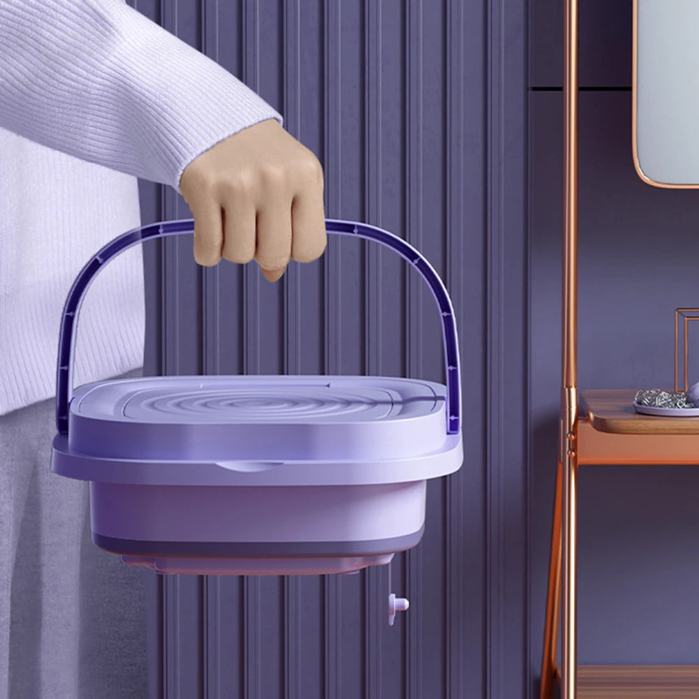 Folding Mini Washing Machine Portable Laundry Washing Bucket Spin Dryer Bucket Travel Home Clothes Underwear Socks Mini Washer
