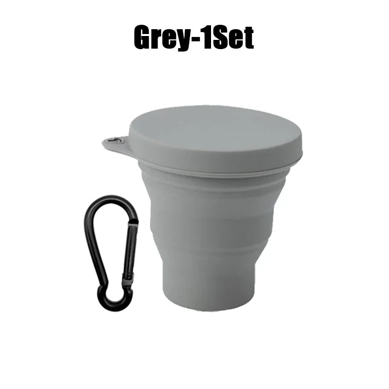 180ml Folding Cup Mini Retractable Cup Silicone Portable Teacup Outdoor Travel Coffee Telescopic Drinking Mug with Lid