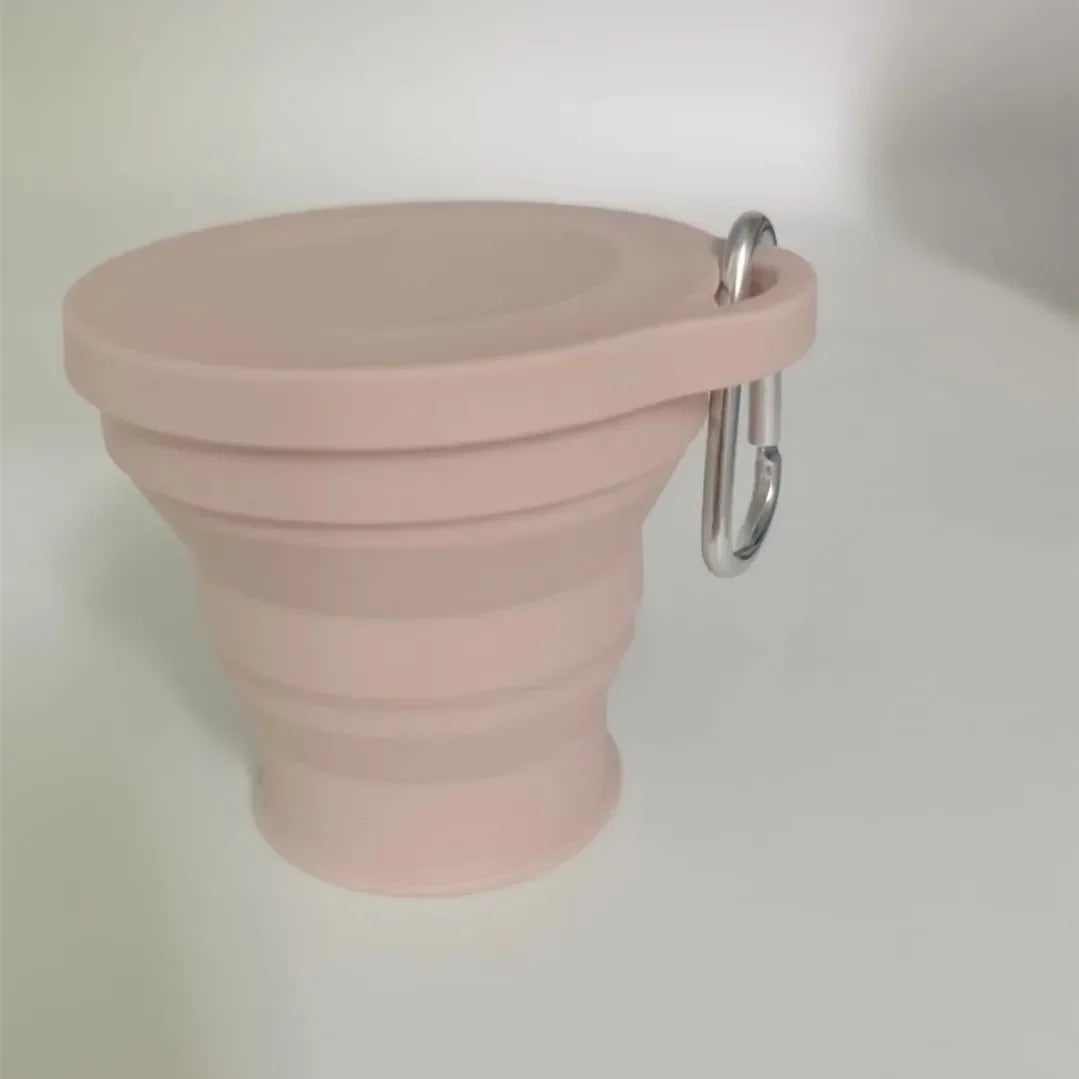 180ml Folding Cup Mini Retractable Cup Silicone Portable Teacup Outdoor Travel Coffee Telescopic Drinking Mug with Lid