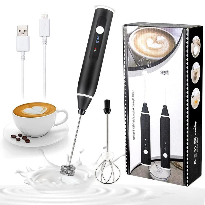 Portable Electric Milk Frothers Wireless Rechargeable Handheld Blender Egg Beater with USB Mini Whisk Mixer for Coffee Cream