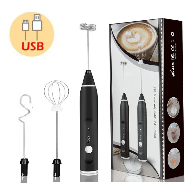 Portable Electric Milk Frothers Wireless Rechargeable Handheld Blender Egg Beater with USB Mini Whisk Mixer for Coffee Cream