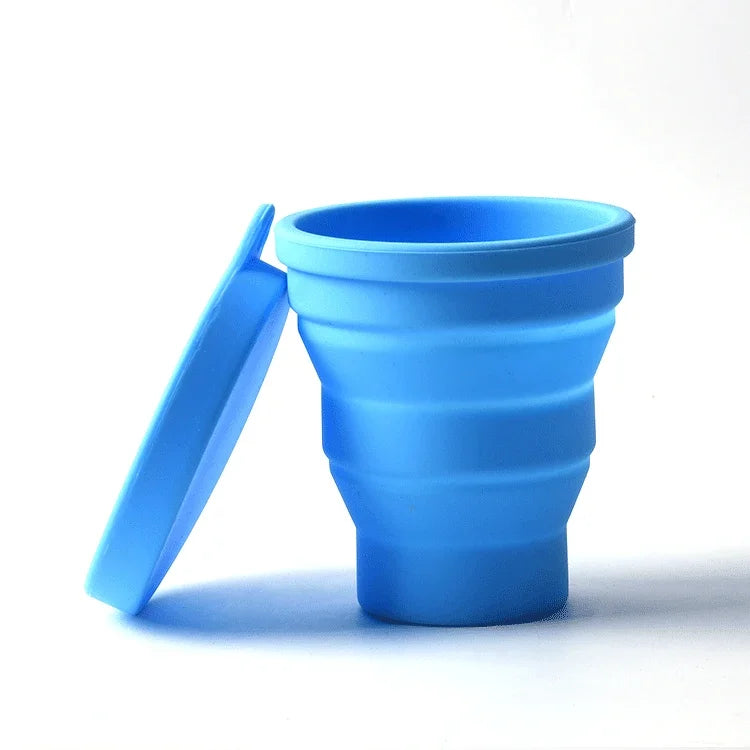 180ml Folding Cup Mini Retractable Cup Silicone Portable Teacup Outdoor Travel Coffee Telescopic Drinking Mug with Lid