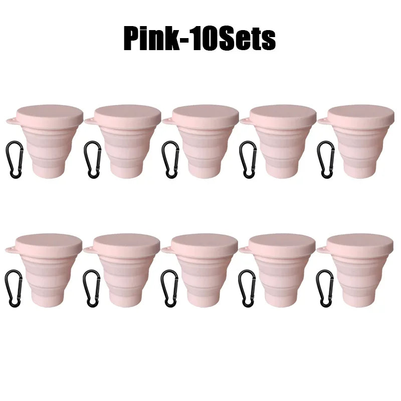 180ml Folding Cup Mini Retractable Cup Silicone Portable Teacup Outdoor Travel Coffee Telescopic Drinking Mug with Lid