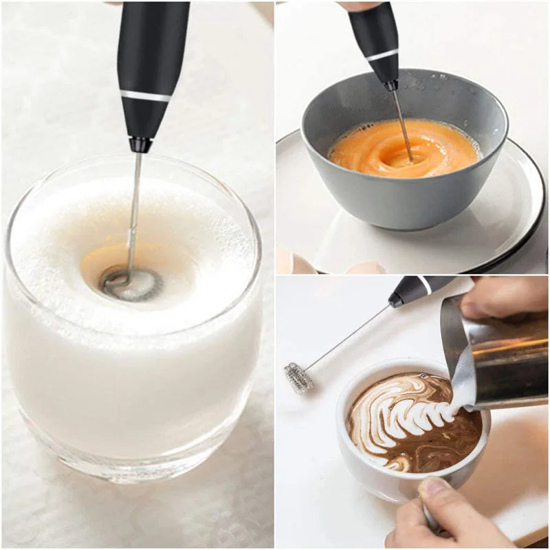 Portable Electric Milk Frothers Wireless Rechargeable Handheld Blender Egg Beater with USB Mini Whisk Mixer for Coffee Cream