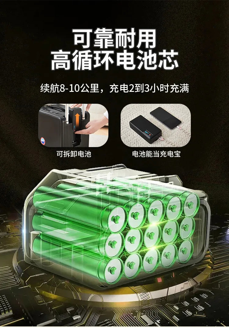 Smart cycling electric suitcase TSA combination lock large capacity light weight long battery life