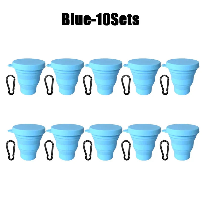 180ml Folding Cup Mini Retractable Cup Silicone Portable Teacup Outdoor Travel Coffee Telescopic Drinking Mug with Lid