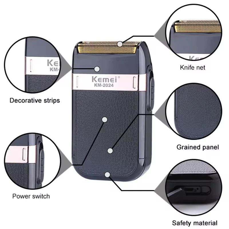 Kemei KM-679 Mini Portable Electric Hair Clipper KM-2024 Men's Reciprocating Twin Blade Razor Shaver Beard Trimmer Shaving Machi