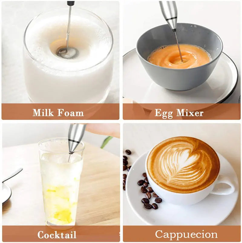 Portable Electric Milk Frothers Wireless Rechargeable Handheld Blender Egg Beater with USB Mini Whisk Mixer for Coffee Cream