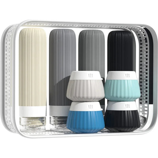 8PCS Travel Toiletry Set  Travel-Sized Toiletries Travel Containers Leak-Proof Silicone Squeeze Travel Essentials Cream Jar