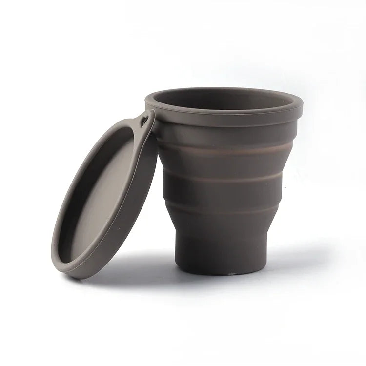 180ml Folding Cup Mini Retractable Cup Silicone Portable Teacup Outdoor Travel Coffee Telescopic Drinking Mug with Lid