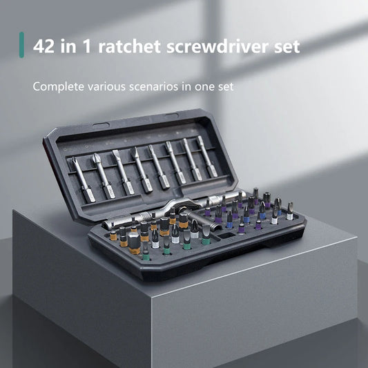 42 In 1 Magnetic Ratchet Screwdriver Set Detachable T-Handle Magneticizer Torque Screwdriver Multifunctional DIY Too