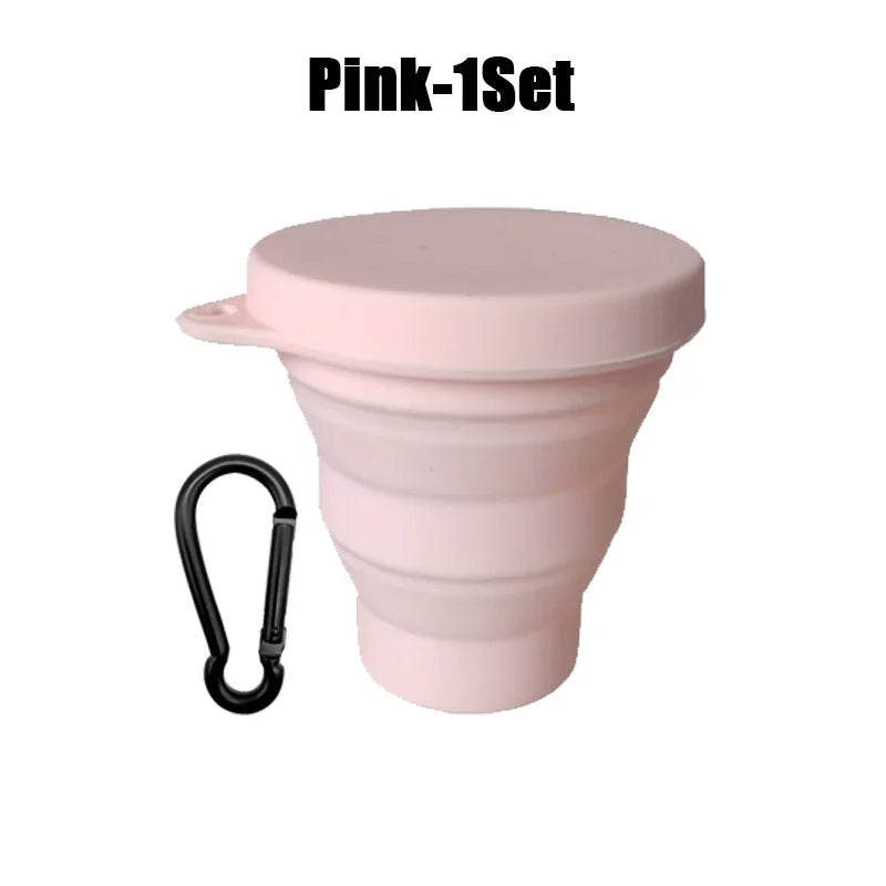180ml Folding Cup Mini Retractable Cup Silicone Portable Teacup Outdoor Travel Coffee Telescopic Drinking Mug with Lid