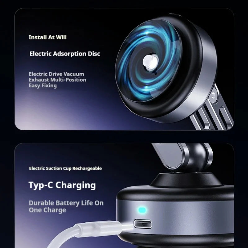 Newest Foldable Car Magnetic Vacuum Adsorption Bracket 360 degree Rotating Mobile Phone Holder Portable Electric Sucker Holder