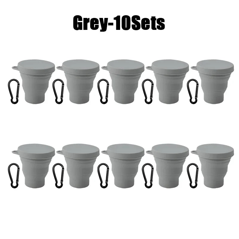 180ml Folding Cup Mini Retractable Cup Silicone Portable Teacup Outdoor Travel Coffee Telescopic Drinking Mug with Lid