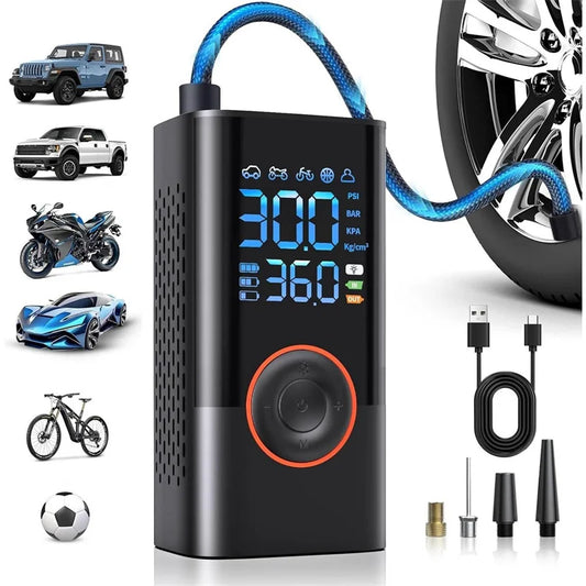 150PSI Smart Air Pump Tire Inflator Portable Air Compressor With Digital Pressure Gauge For Car Bike Motorcycle Ball