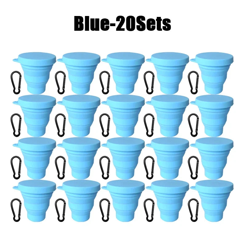 180ml Folding Cup Mini Retractable Cup Silicone Portable Teacup Outdoor Travel Coffee Telescopic Drinking Mug with Lid