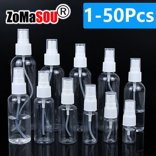 1-50Pc 10/30/60/100ml Refillable Bottles Mini Empty Spray Bottles Transparent Plastic Perfume Atomizer Portable Dispenser Travel